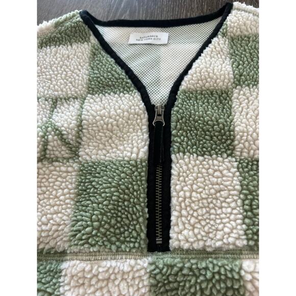 Saturdays New York City Green and White Checkered Cardigan - Picture 13 of 13